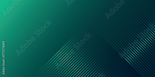 Dark green gradient abstract background with modern and futuristic glowing green stripes decoration. Background concept with elegant striped design for covers, banners, brochures, certificates.