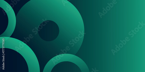 Dark green gradient abstract background with overlapping circle geometric shapes decoration. Modern and futuristic background concept for covers, banners, certificates, presentations and websites.