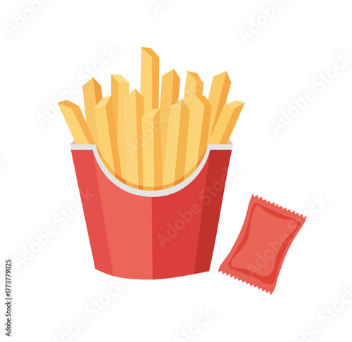 Classic French Fries in Red Carton with Ketchup Packet