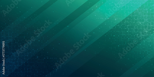 Dark green gradient abstract background with overlapping geometric shapes and glowing dots. Modern and futuristic background concept for covers, banners, certificates, presentations and websites.
