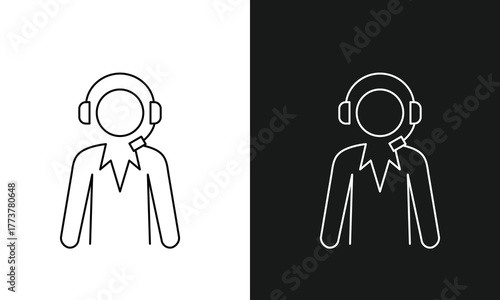 Customer Service Agent and Call Center Operator Icon with Headset for Technical Support, Telemarketing, and Client Assistance.