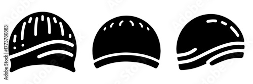 Swimming Cap Illustrations: A Trio of Aquatic Headwear Designs.