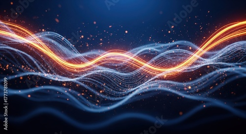 Abstract flowing waves of cosmic energy propagating dynamically through the infinite expanse of deep space.