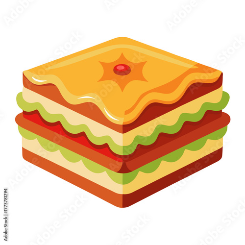 Lasagna cartoon object on a white background vector illustration