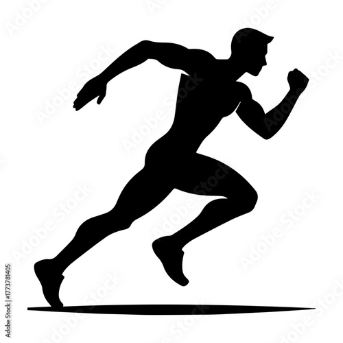 Silhouette of a sprinting athlete in motion representing speed and determination.