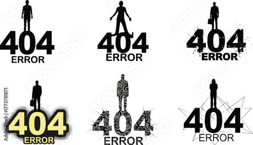 Print404 error page concept, website not found illustration, digital problem design, lost connection alert, internet failure message, modern web technology issue.