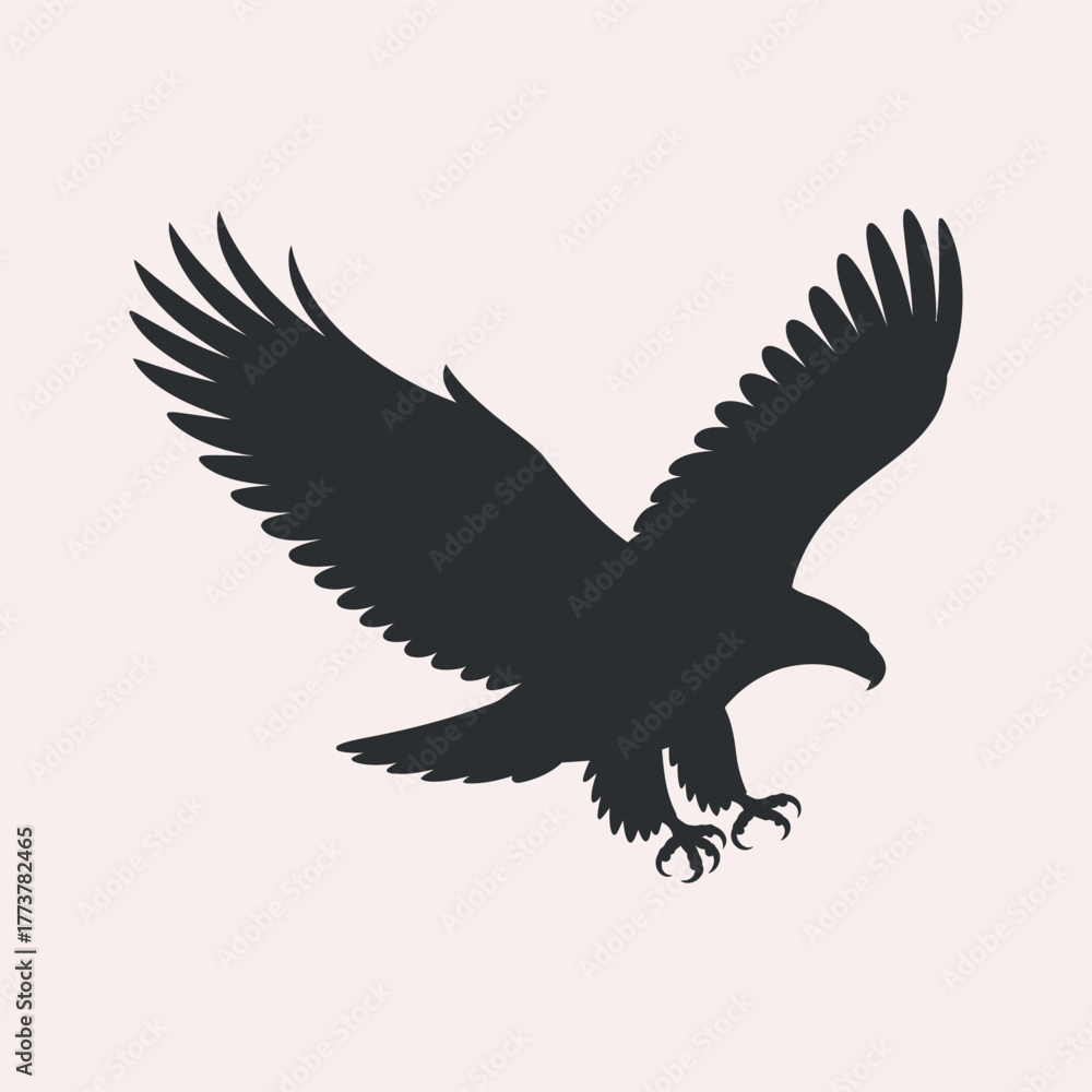 Fototapeta premium Eagle Silhouette Landing Bird of Prey Design Vector Art