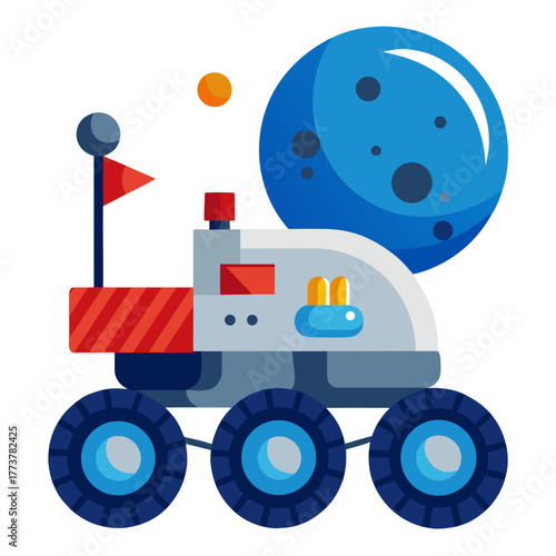 Moon rover cartoon object on a white background vector illustration