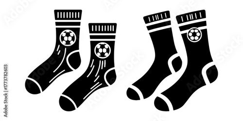 Soccer Socks Pair Black White Sport Football.
