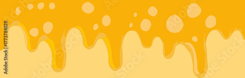 Melting cheese drip background. Smooth cheddar sauce pattern. Minimal liquid dairy splash texture for food design. Tasty snack topping abstract illustration wallpaper.