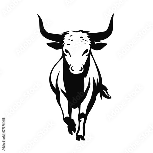 bull. bull simple black and white line art vector logo