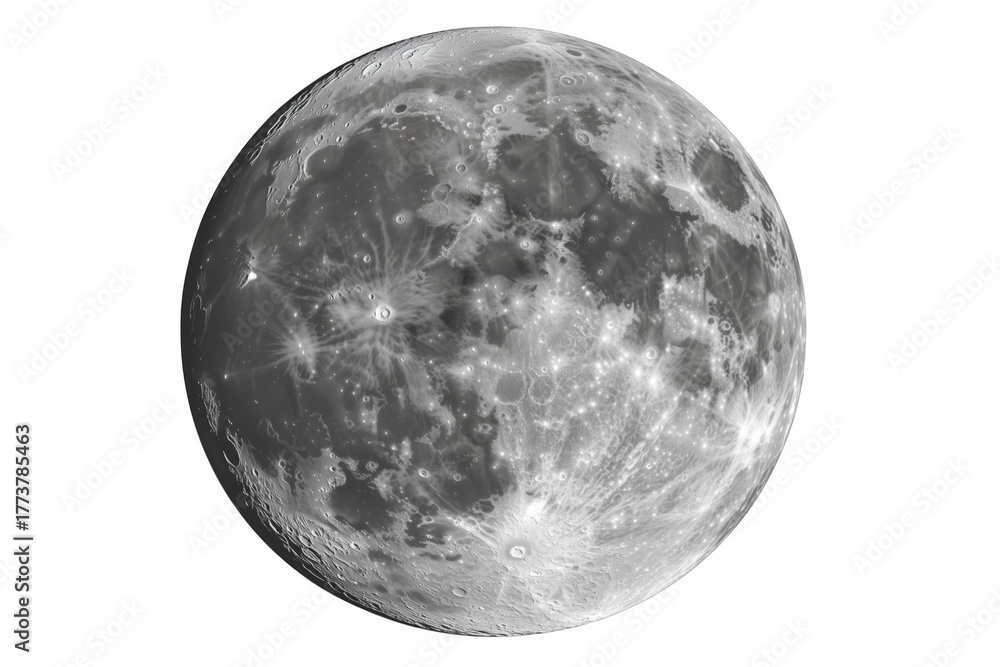 Obraz premium Lunar surface detailed celestial body isolated on a transparent background