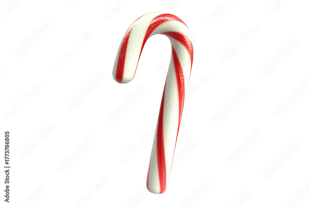 Fototapeta premium Striped candy cane isolated on a transparent background