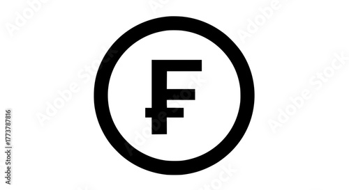 Franc mark black white icon