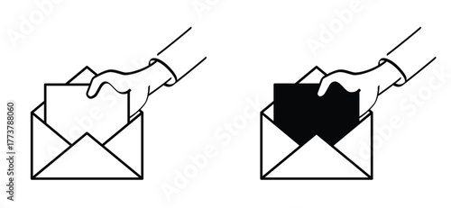 Hands sending a letter. Paper used for reading or writing letters. For mail delivery. An envelope containing correspondence. A blank sheet of paper from an envelope or letter.