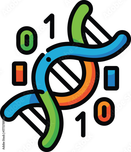 DNA Helix with Binary Code for Bio-Technology