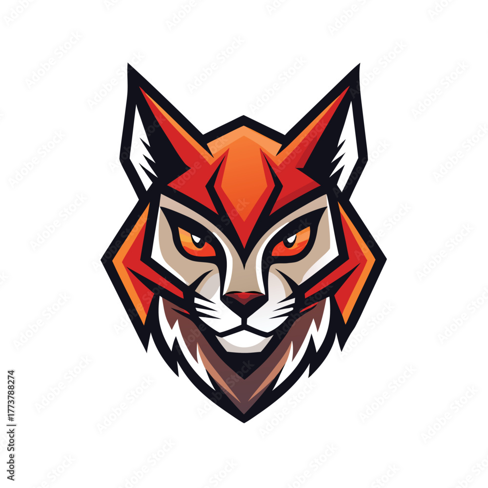 Fototapeta premium Aggressive wildcat head logo vector geometric design for esport mascot branding