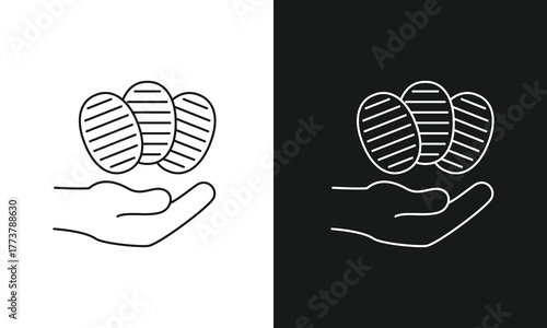 Nest Egg and Financial Savings Icon with a Hand Holding Golden Eggs for Investment, Retirement Planning, and Wealth Protection.