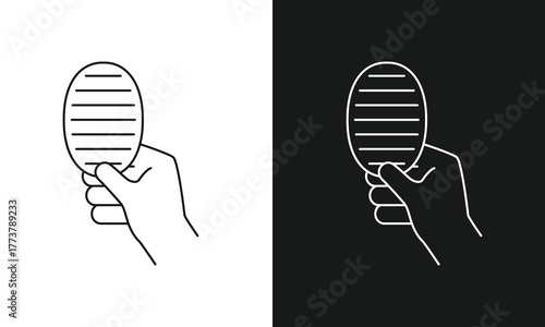 Hand Holding a Ruffled Potato Chip Icon - Line Art Symbol for Salty Snacks, Crisps, and Junk Food.