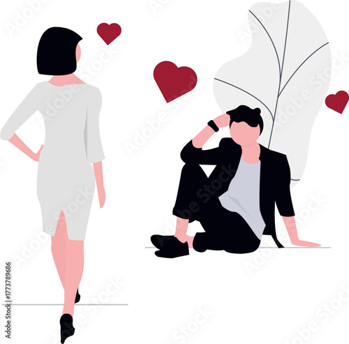 Romantic couple in love celebrating affection and connection with hearts and soft colors