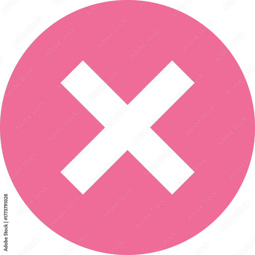 Obraz premium Bright Pink Circle With White Cross Symbol Over Transparent Background Simple Graphic Element