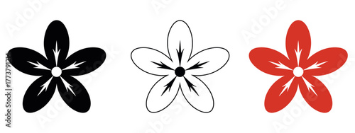 Delicate Outline Silhouette Jasmine Flower Icon Set. Versatile vector graphics representing Fragrance, Aroma, Beauty, Nature, and Floral Essence. Perfect for Cosmetics, Tea, and Natural Product brand.