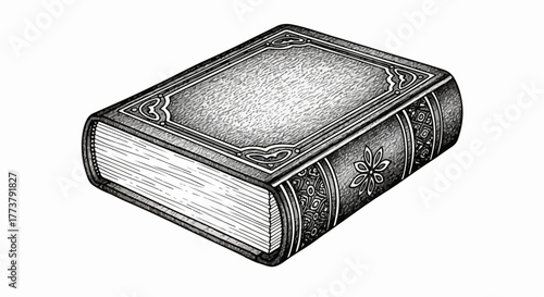 Old book vintage literature minimal vector line art illustration.