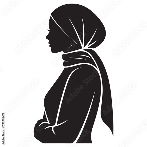 Elegant Woman Silhouette in Headscarf – Fashion and Cultural Style Illustration