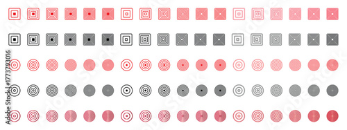 Geometric Concentric Shapes Vector Set Nested Squares and Circles.