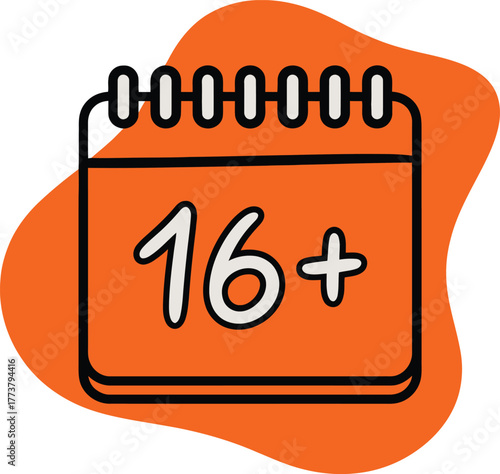 Calendar Icon with "16+" for Age Restriction or Event