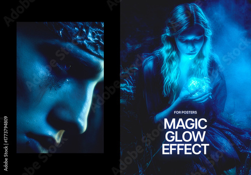 Magic Glow Poster Photo Effect Mockup