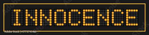 Orange color led banner in word innocence on black background