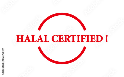 HALAL CERTIFIED ! - HALAL CERTIFIED ! text written on Red Rubber Stamp 
