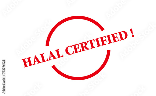 HALAL CERTIFIED ! - HALAL CERTIFIED ! text written on Red Rubber Stamp 
