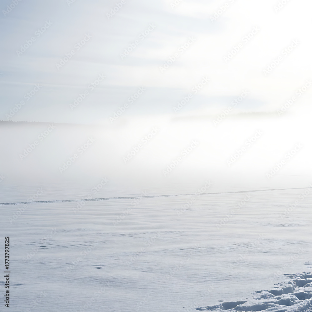 Obraz premium Vast frozen landscape under bright overcast sky