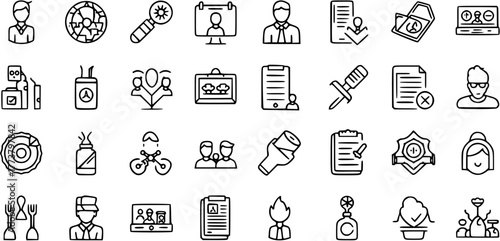Addiction and Rehabilitation Line Icons: Substance Abuse, Therapy, Support, and Recovery Vector Symbols