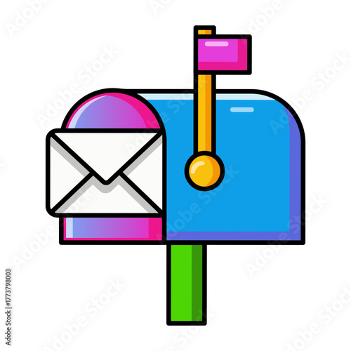A flat style icon representing po box