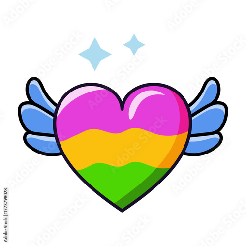 A flat style icon showing heart