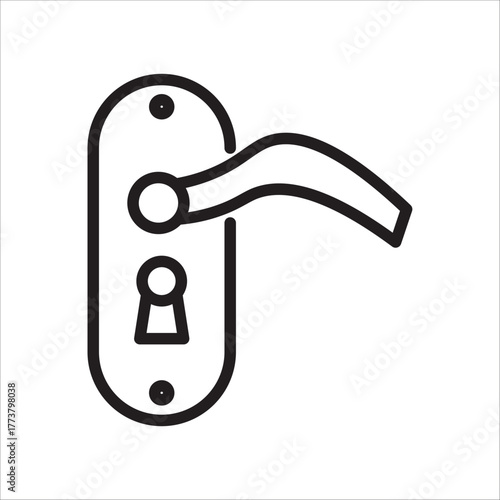 Door handles or levers with integrated keyhole plates, representing the concept of security, access, and entry into the home, entrance equipment for residences.