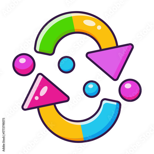 A flat style icon representing syncing