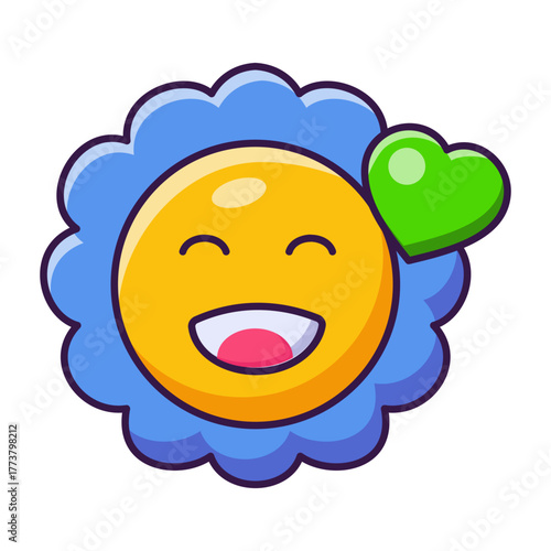 A flat style icon depicting laughing emoji