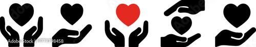 Hands holding hearts symbolize love care and support in a simple graphic illustration
