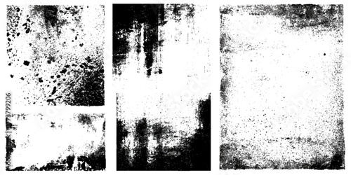 Abstract grunge frame texture set black and white distressed border design .old rough vintage grungy background dirty cracked worn paper edge template .frame texture collection for graphic design .