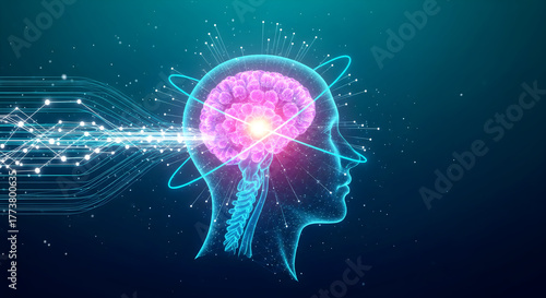 Futuristic Digital Brain Network Connection
