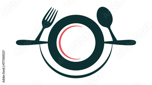 Restaurant logo with fork spoon and plate