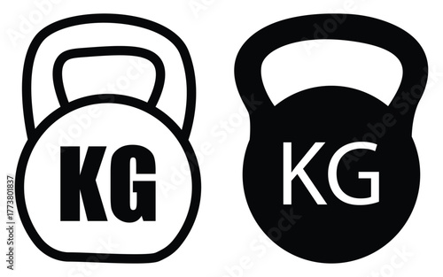 KG Weight Icon Collection — Flat Iron Dumbbell, Gym Equipment, and Mass Scale Vector Design
