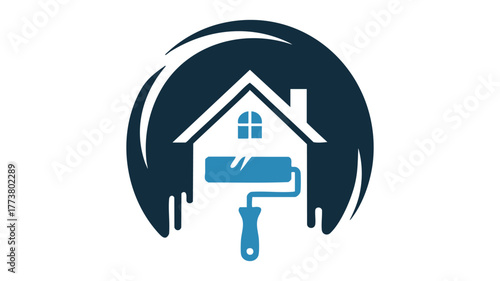 House painting service logo with roller