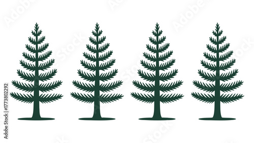 Four miniature green artificial christmas trees