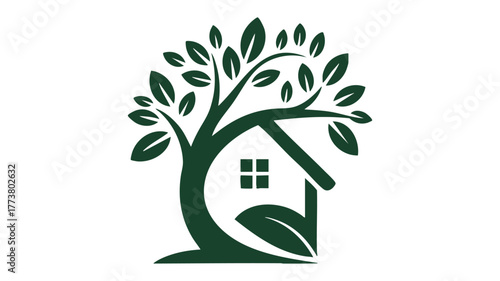 Green house tree logo design