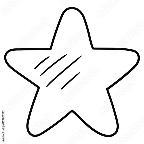 Hand-drawn doodle star on a white background.